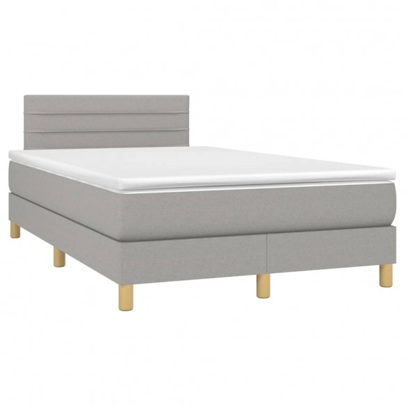 Cadre de lit matelas LED Gris clair 120x200 cm Tissu