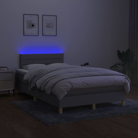 Cadre de lit matelas LED Gris clair 120x200 cm Tissu