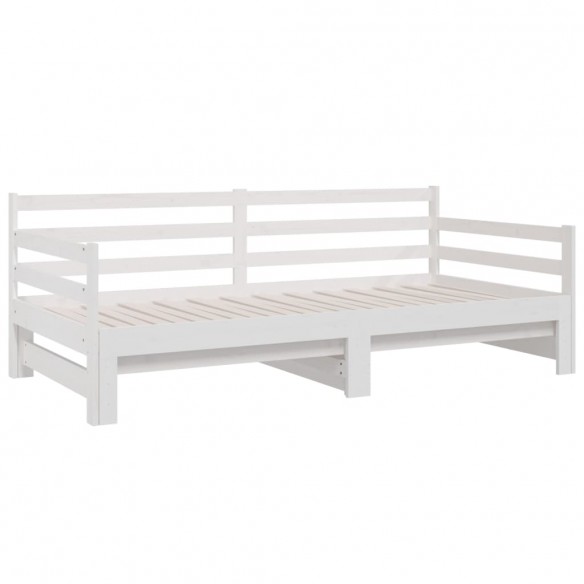 Lit coulissant Blanc 2x(90x190) cm Bois de pin massif