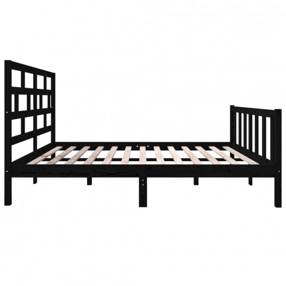 Cadre de lit Noir Bois de pin massif 135x190 cm Double