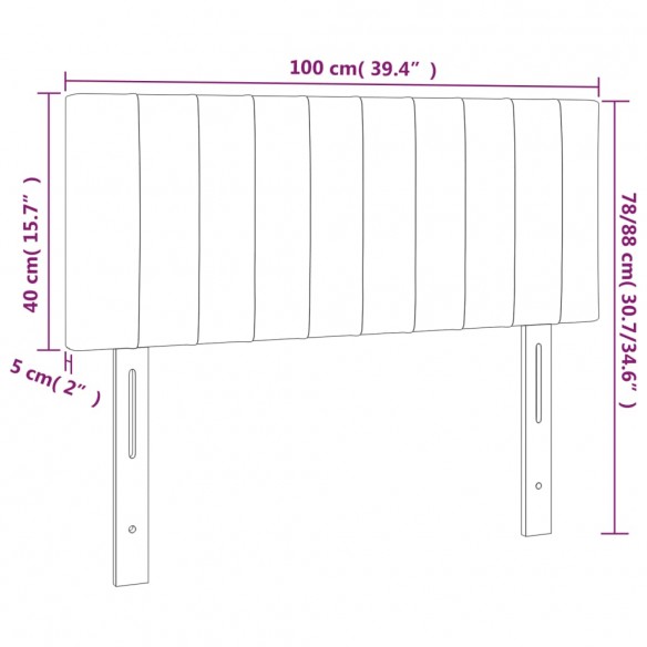 Tête de lit Gris foncé 100x5x78/88 cm Tissu