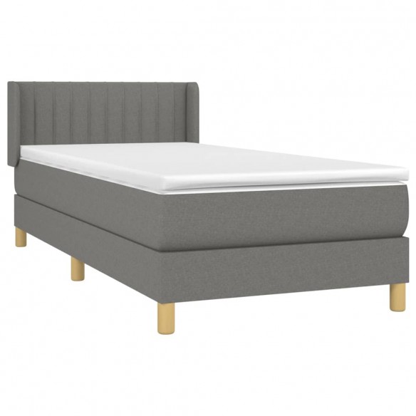 Cadre de lit avec matelas Gris foncé 100x200cm Tissu