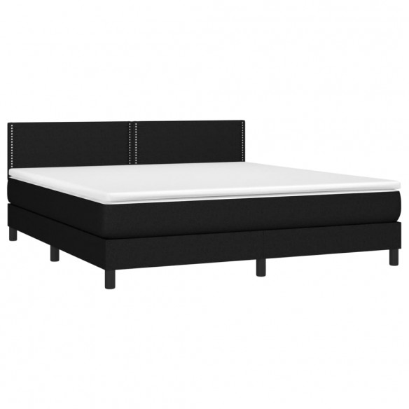 Cadre de lit avec matelas LED Noir 160x200 cm Tissu