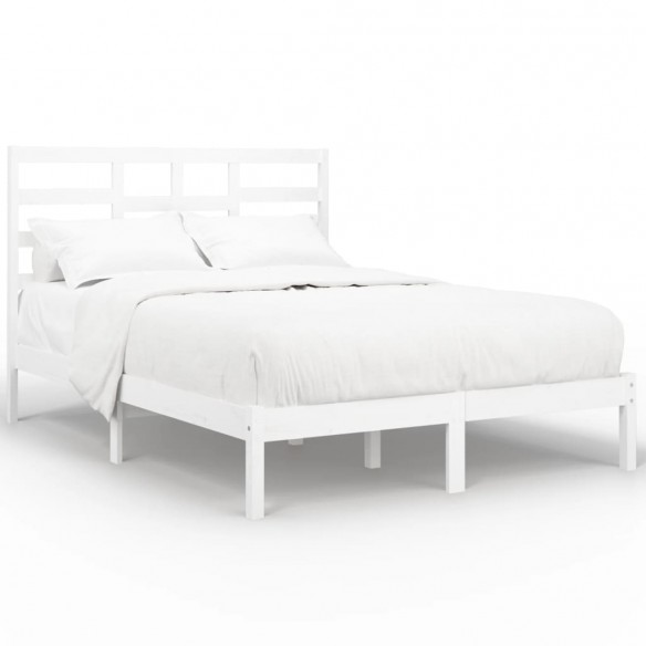 Cadre de lit Blanc Bois de pin massif 140x190 cm