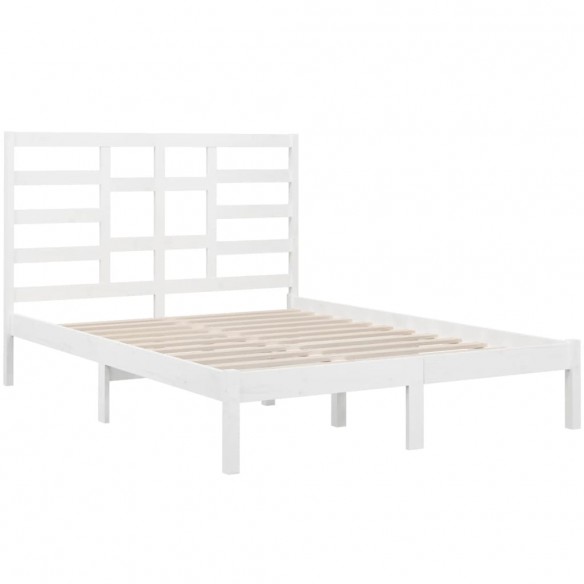 Cadre de lit Blanc Bois de pin massif 140x190 cm