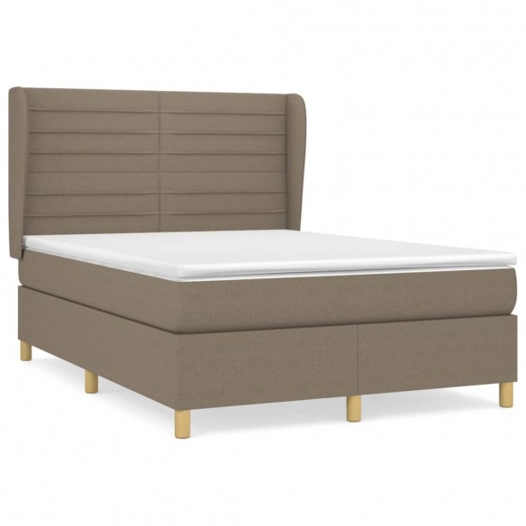 Cadre de lit avec matelas Taupe 140x200 cm Tissu