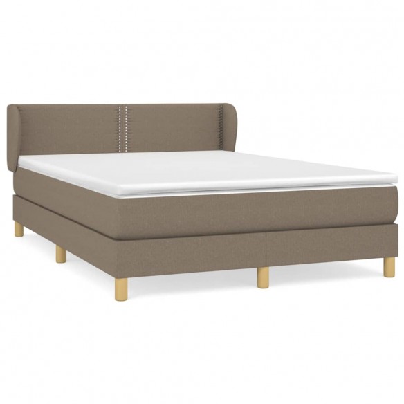 Cadre de lit avec matelas Taupe 140x190 cm Tissu