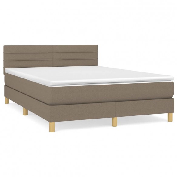 Cadre de lit avec matelas Taupe 140x190 cm Tissu