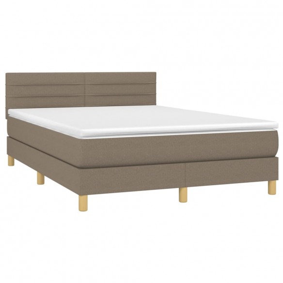 Cadre de lit avec matelas Taupe 140x190 cm Tissu