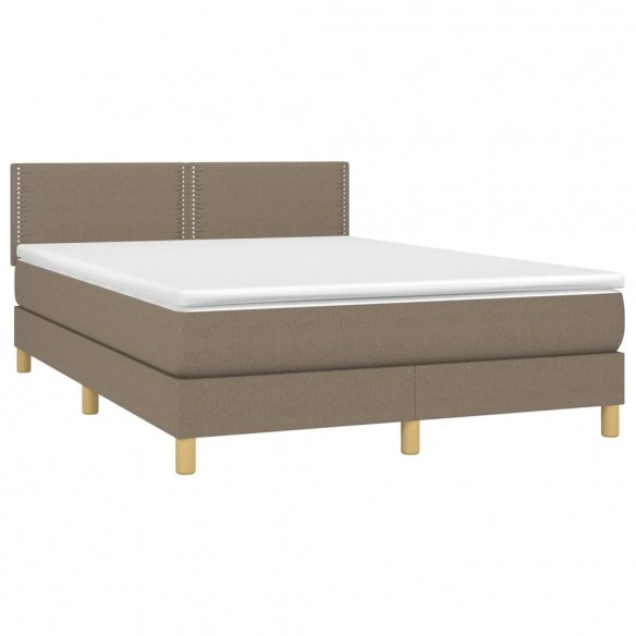 Cadre de lit avec matelas LED Taupe 140x190 cm Tissu