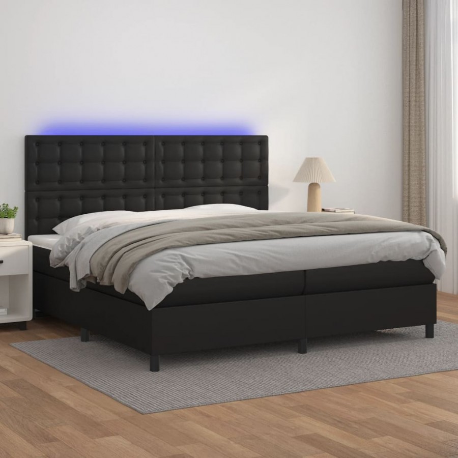 Cadre de lit avec matelas et LED Noir 200x200 cm