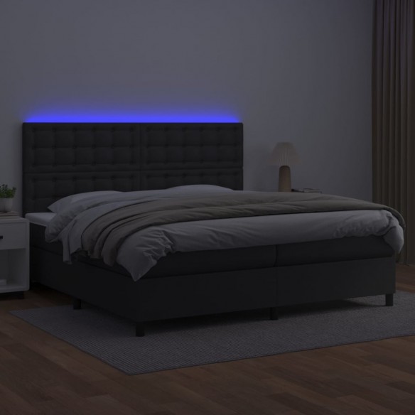 Cadre de lit avec matelas et LED Noir 200x200 cm