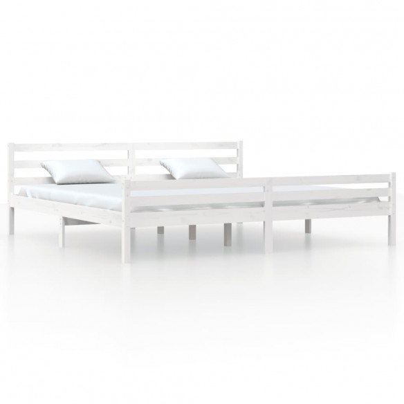 Cadre de lit Blanc Bois massif 180x200 cm Super King