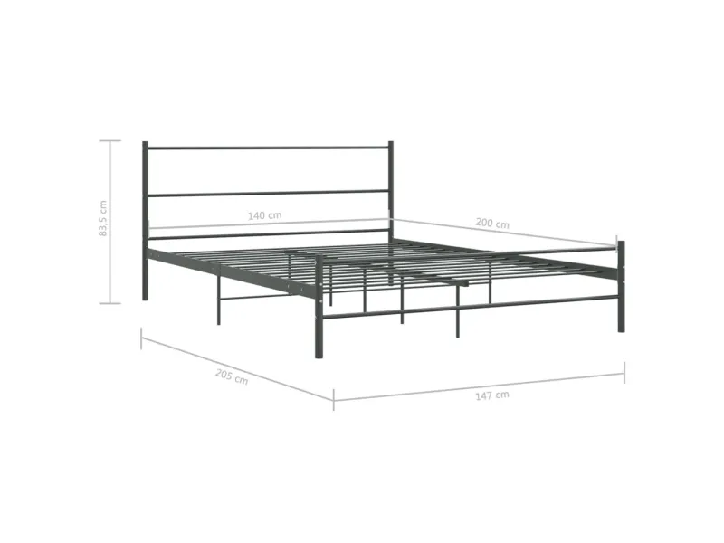 Lit Gris Métal 140 x 200 cm
