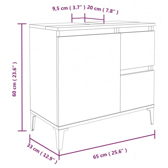 Armoire salle de bain chêne sonoma 65x33x60 cm