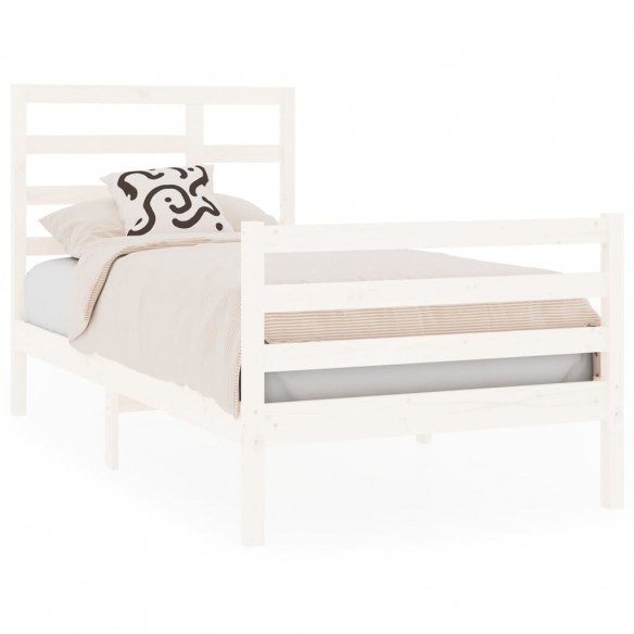 Cadre de lit Blanc Bois massif 90x190 cm Simple