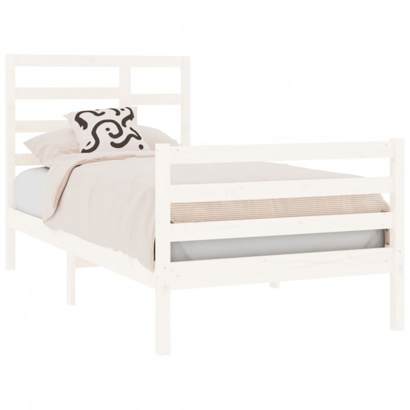 Cadre de lit Blanc Bois massif 90x190 cm Simple