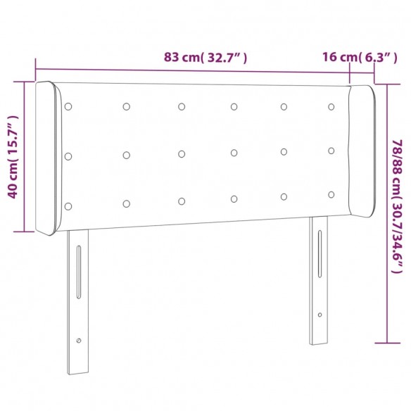 Tête de lit à LED Gris foncé 83x16x78/88 cm Velours