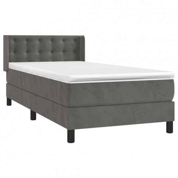 Cadre de lit et matelas Gris foncé 80x200 cm Velours