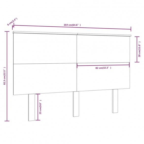 Tête de lit Blanc 164x6x82,5 cm Bois massif de pin