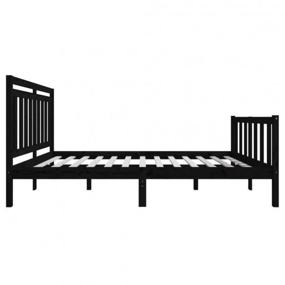 Cadre de lit Noir Bois massif 120x190 cm Petit Double