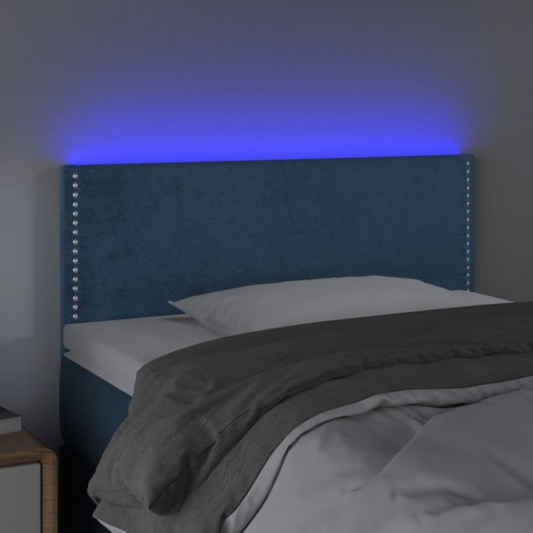 Tête de lit à LED Bleu foncé 100x5x78/88 cm Velours