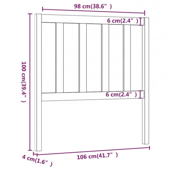 Tête de lit Blanc 106x4x100 cm Bois massif de pin