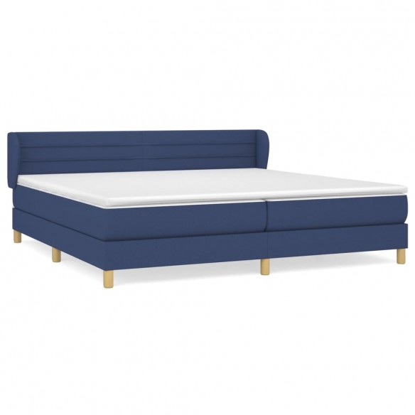 Cadre de lit avec matelas Bleu 200x200 cm Tissu