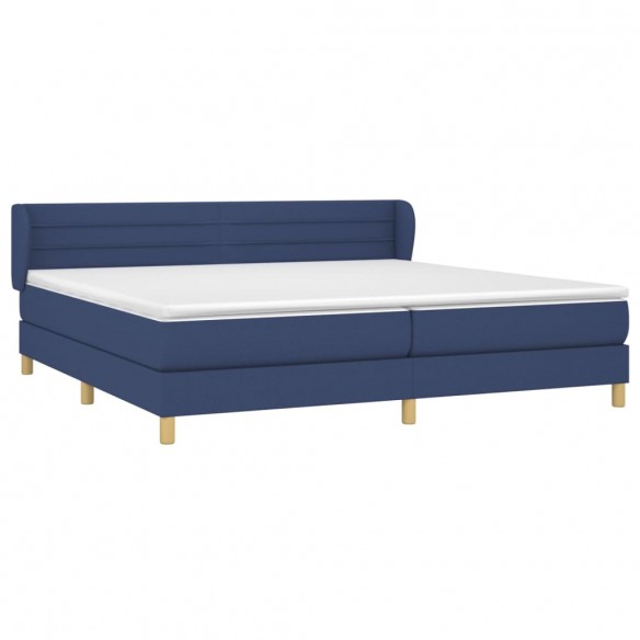 Cadre de lit avec matelas Bleu 200x200 cm Tissu