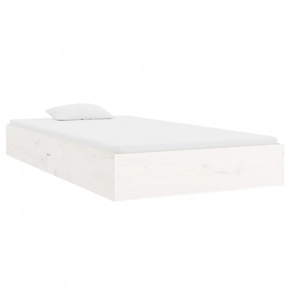 Cadre de lit blanc bois massif 100x200 cm