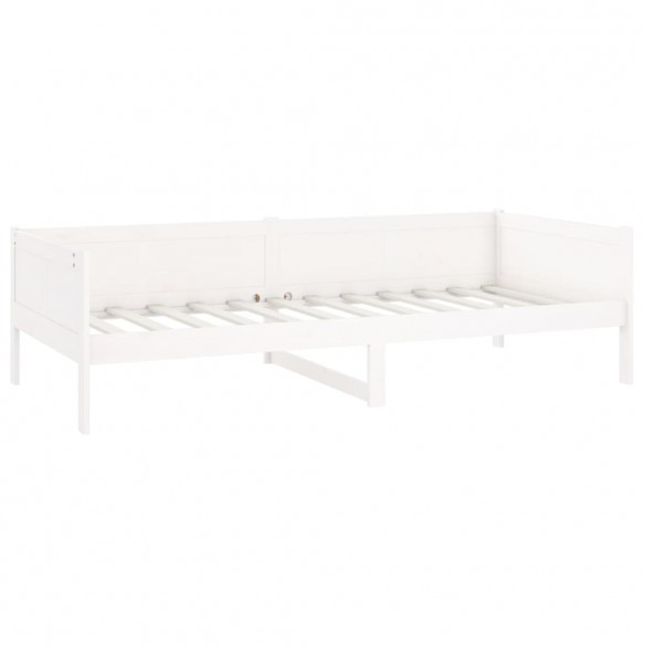 Lit de jour blanc bois de pin massif 90x200 cm