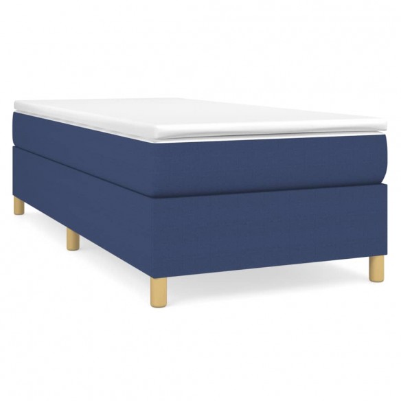 Cadre de lit avec matelas Bleu 100x200 cm Tissu