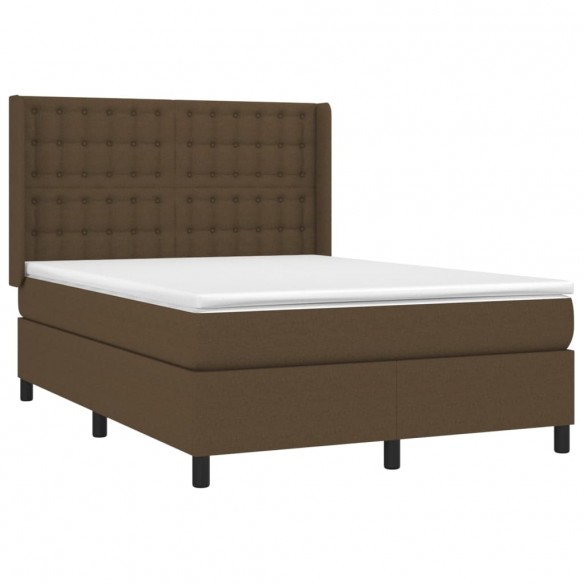 Cadre de lit matelas et LED Marron foncé 140x200 cm