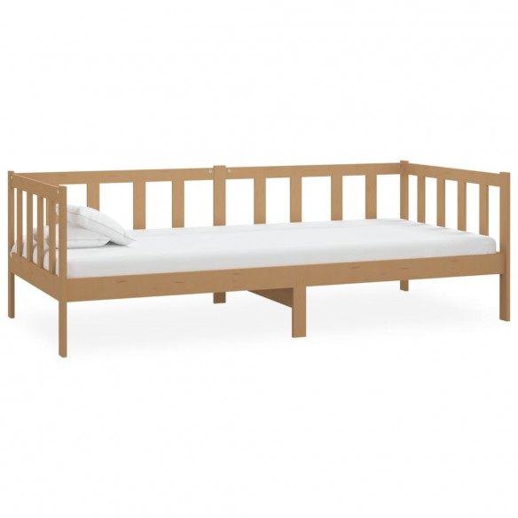 Lit de repos et matelas 90x200cm Marron miel Bois de pin massif