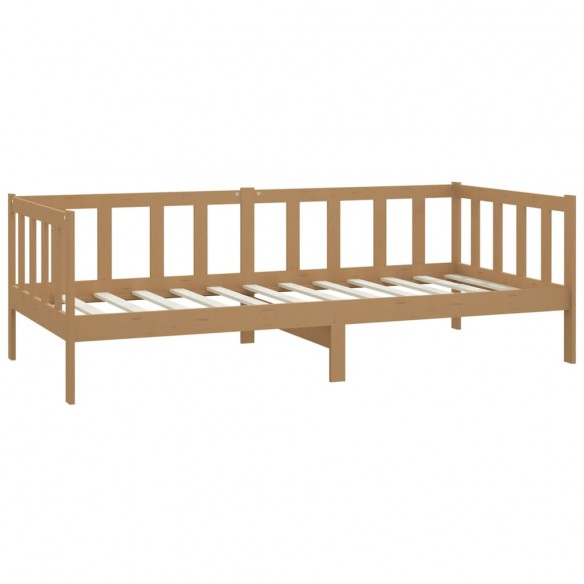 Lit de repos et matelas 90x200cm Marron miel Bois de pin massif