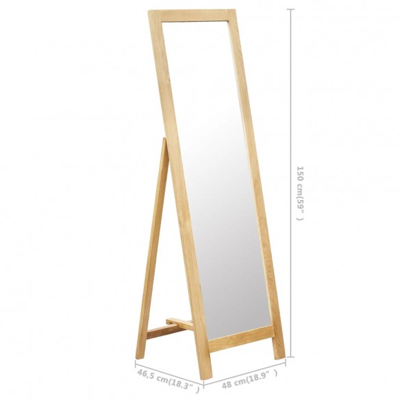 Miroir sur pied 48x46,5x150 cm Bois de chêne solide