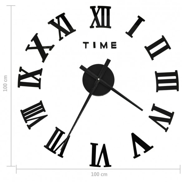 Horloge murale 3D Design moderne Noir 100 cm XXL