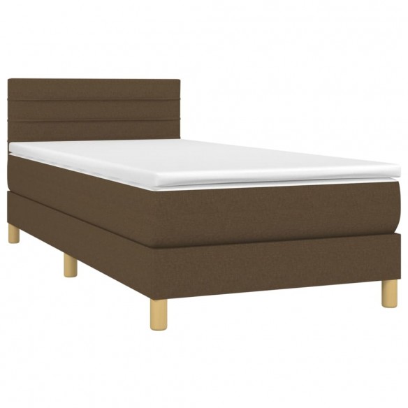 Cadre de lit matelas et LED Marron foncé 100x200cm