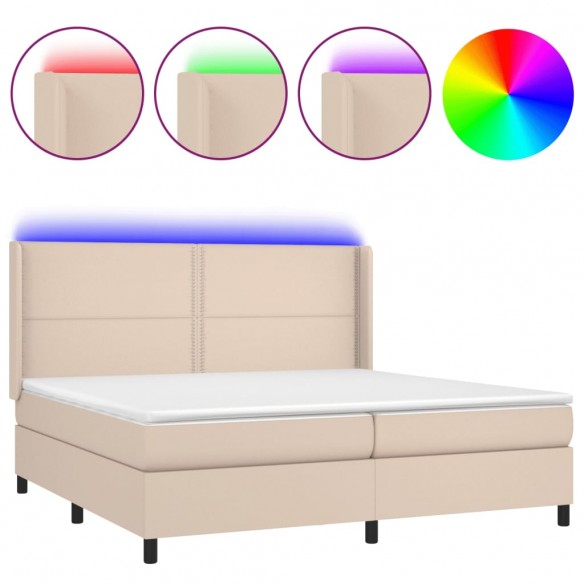 Cadre de lit matelas LED Cappuccino 200x200 cm