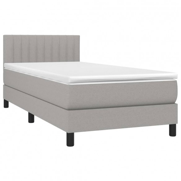 Cadre de lit avec matelas Gris clair 80x200 cm Tissu