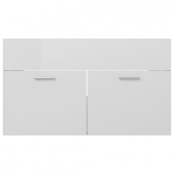 Armoire d'évier Blanc brillant 80x38,5x46 cm Aggloméré