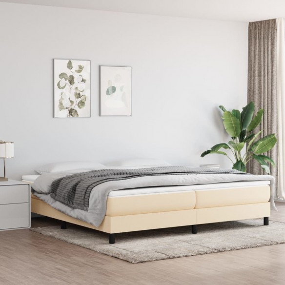 Cadre de lit avec matelas Crème 200x200 cm Tissu