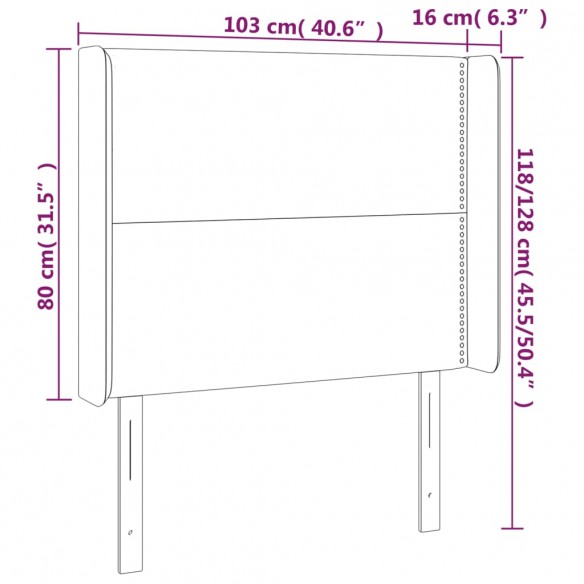 Tête de lit à LED Taupe 103x16x118/128 cm Tissu