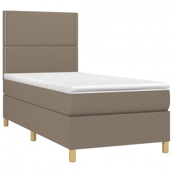 Cadre de lit avec matelas Taupe 100x200 cm Tissu