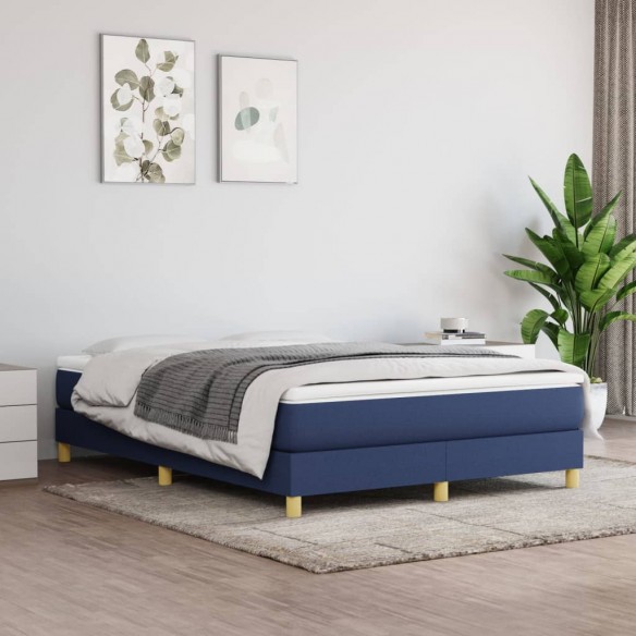 Cadre de lit avec matelas Bleu 140x190 cm Tissu