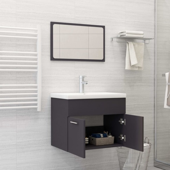 Ensemble de meubles de salle de bain 2 pcs Gris