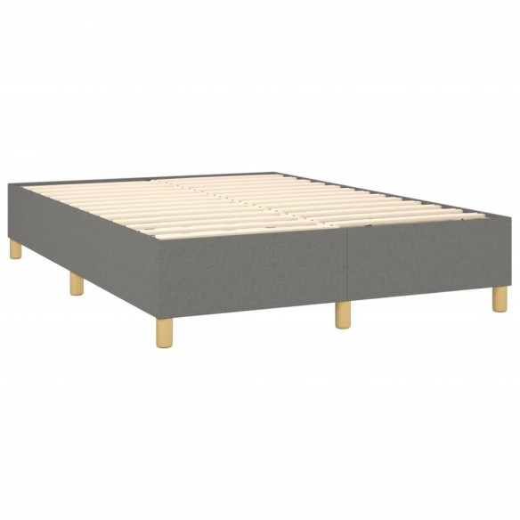 Cadre de lit matelas LED Gris foncé 140x200 cm Tissu