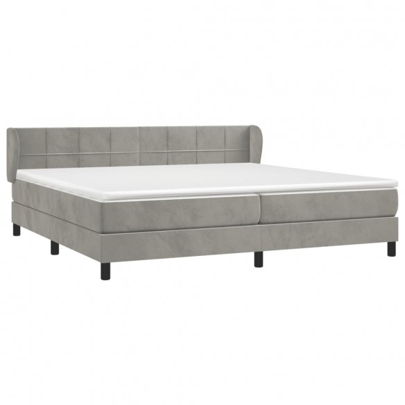 Cadre de lit et matelas Gris clair 200x200cm Velours