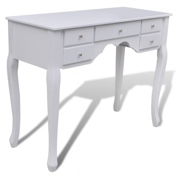 Coiffeuse avec miroir et tabouret 7 tiroirs Blanc