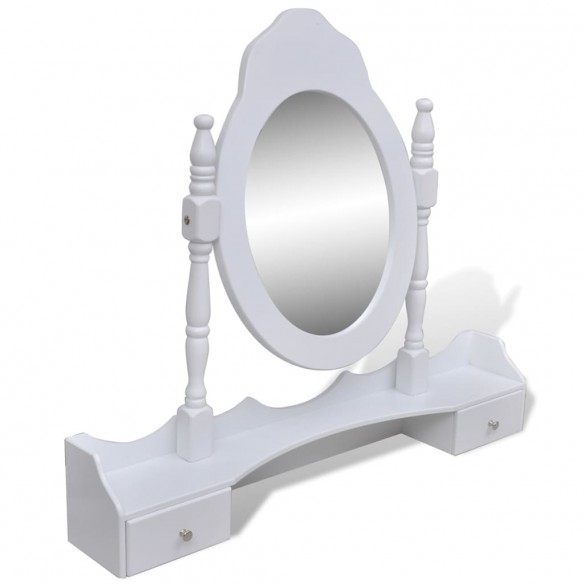 Coiffeuse avec miroir et tabouret 7 tiroirs Blanc